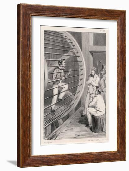 Sailor is Punished by Being Made to Work the Treadmill in Hobart Tasmania-A. Legrand-Framed Art Print