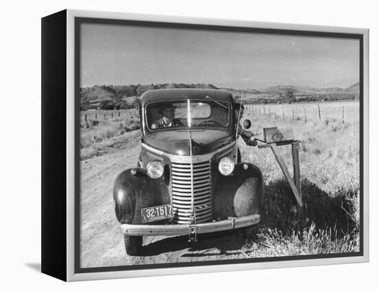 Sailor on Leave Dropping Mail into a Mailbox from an Automobile-J^ R^ Eyerman-Framed Premier Image Canvas
