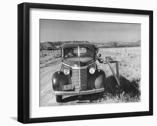 Sailor on Leave Dropping Mail into a Mailbox from an Automobile-J^ R^ Eyerman-Framed Photographic Print
