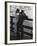 Sailor on Shore Leave Standing on Pier with a Young Woman-Peter Stackpole-Framed Photographic Print