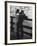 Sailor on Shore Leave Standing on Pier with a Young Woman-Peter Stackpole-Framed Photographic Print