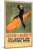 Sailor Riding Torpedo, Navy Poster-null-Mounted Art Print