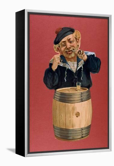 Sailor Smoking a Pipe and Drinking Rum, 1900-null-Framed Premier Image Canvas