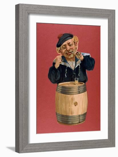 Sailor Smoking a Pipe and Drinking Rum, 1900-null-Framed Giclee Print