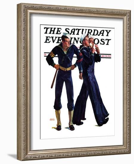 "Sailors and Cones," Saturday Evening Post Cover, July 24, 1937-Albert W. Hampson-Framed Giclee Print