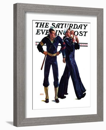 "Sailors and Cones," Saturday Evening Post Cover, July 24, 1937-Albert W. Hampson-Framed Giclee Print