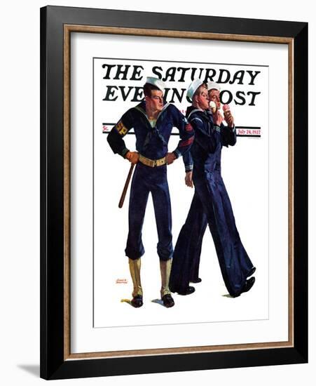 "Sailors and Cones," Saturday Evening Post Cover, July 24, 1937-Albert W. Hampson-Framed Giclee Print