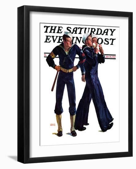 "Sailors and Cones," Saturday Evening Post Cover, July 24, 1937-Albert W. Hampson-Framed Giclee Print