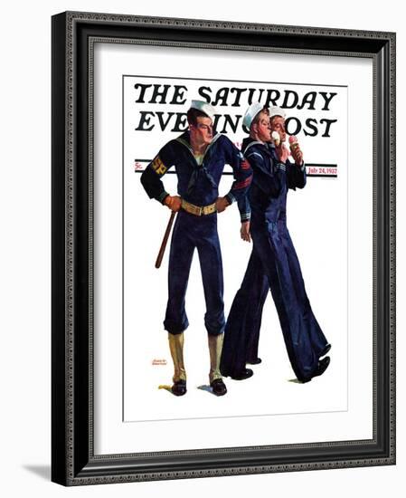 "Sailors and Cones," Saturday Evening Post Cover, July 24, 1937-Albert W. Hampson-Framed Giclee Print