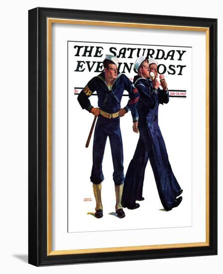 "Sailors and Cones," Saturday Evening Post Cover, July 24, 1937-Albert W. Hampson-Framed Giclee Print