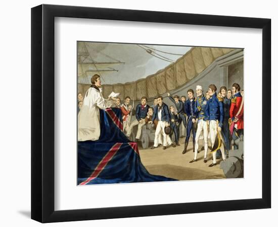 Sailors at Prayer on Board Lord Nelson's Ship after the Battle of the Nile-John Augustus Atkinson-Framed Giclee Print
