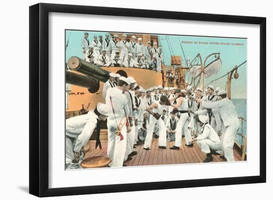 Sailors' Boxing Match On Board Ship-null-Framed Art Print