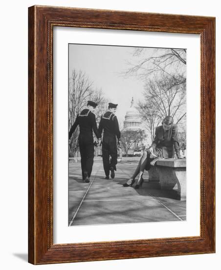 Sailors Eyeing Girls Legs, Capitol Building in Background-Francis Miller-Framed Photographic Print