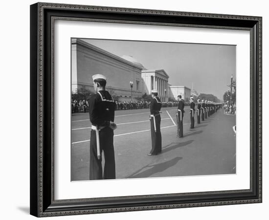 Sailors Lining Constitution Avenue for Funeral of Franklin D. Roosevelt-Alfred Eisenstaedt-Framed Photographic Print