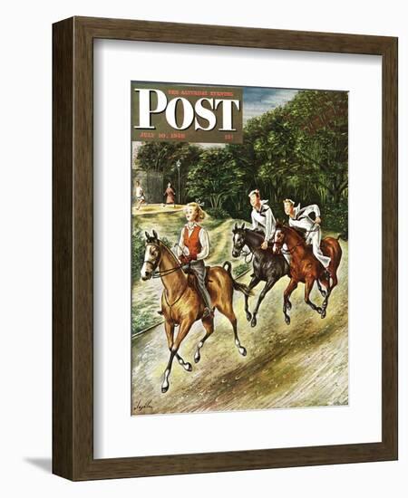 "Sailors on Girl Chase," Saturday Evening Post Cover, July 10, 1948-Constantin Alajalov-Framed Giclee Print