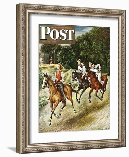 "Sailors on Girl Chase," Saturday Evening Post Cover, July 10, 1948-Constantin Alajalov-Framed Giclee Print