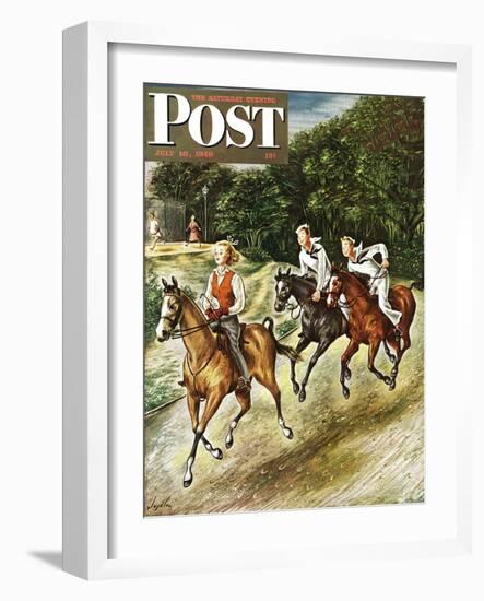 "Sailors on Girl Chase," Saturday Evening Post Cover, July 10, 1948-Constantin Alajalov-Framed Giclee Print