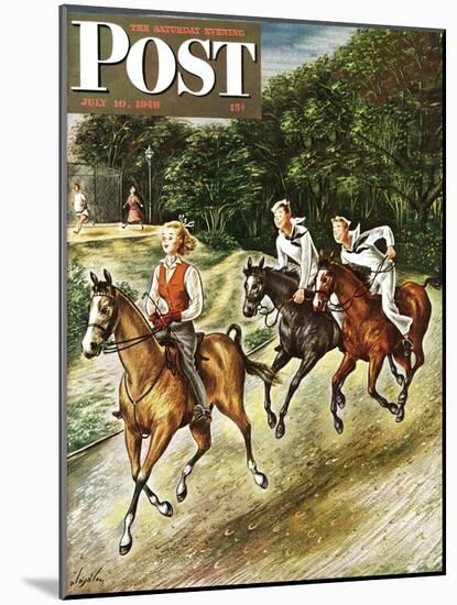 "Sailors on Girl Chase," Saturday Evening Post Cover, July 10, 1948-Constantin Alajalov-Mounted Giclee Print