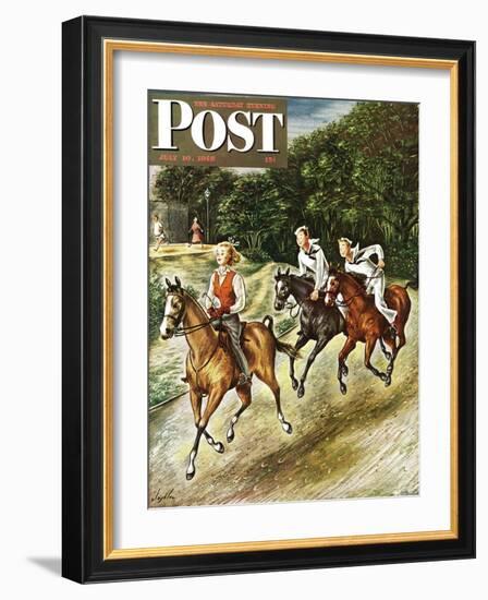 "Sailors on Girl Chase," Saturday Evening Post Cover, July 10, 1948-Constantin Alajalov-Framed Giclee Print