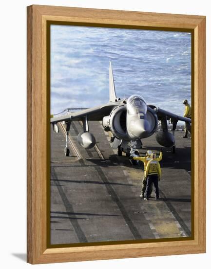 Sailors Prepare to Launch an AV-8B Harrier During Flight Operations Aboard USS Peleliu-Stocktrek Images-Framed Premier Image Canvas