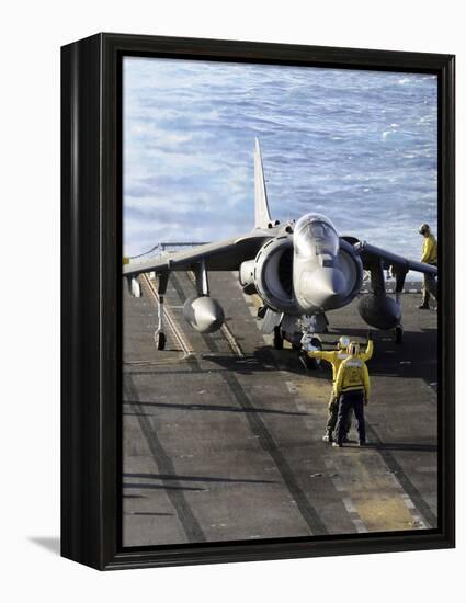 Sailors Prepare to Launch an AV-8B Harrier During Flight Operations Aboard USS Peleliu-Stocktrek Images-Framed Premier Image Canvas