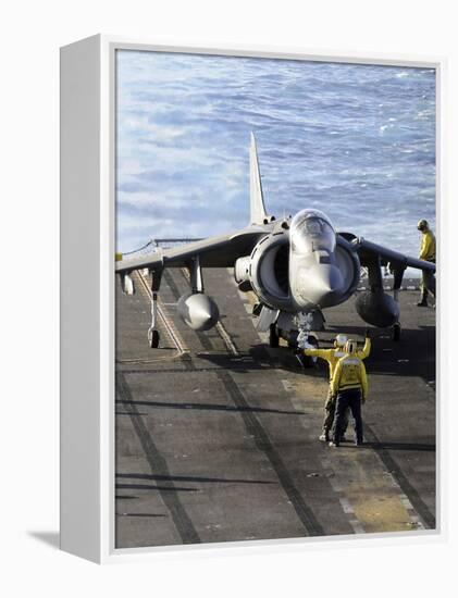 Sailors Prepare to Launch an AV-8B Harrier During Flight Operations Aboard USS Peleliu-Stocktrek Images-Framed Premier Image Canvas