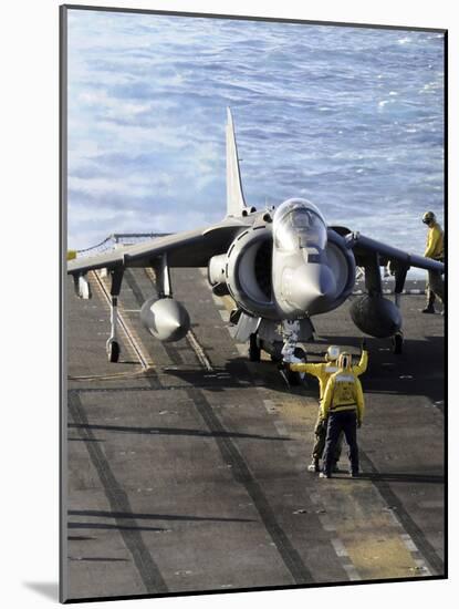 Sailors Prepare to Launch an AV-8B Harrier During Flight Operations Aboard USS Peleliu-Stocktrek Images-Mounted Photographic Print