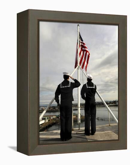 Sailors Raise the National Ensign Aboard USS Abraham Lincoln-Stocktrek Images-Framed Premier Image Canvas