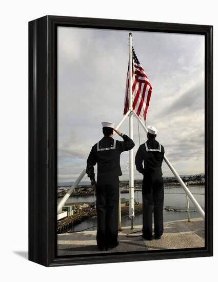 Sailors Raise the National Ensign Aboard USS Abraham Lincoln-Stocktrek Images-Framed Premier Image Canvas