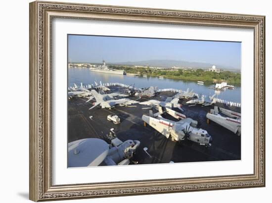 Sailors Render Honors Aboard the Aircraft Carrier USS Nimitz-null-Framed Photographic Print