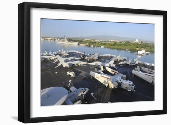 Sailors Render Honors Aboard the Aircraft Carrier USS Nimitz-null-Framed Photographic Print