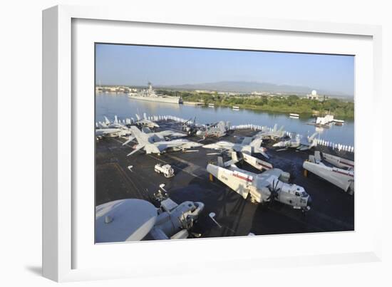 Sailors Render Honors Aboard the Aircraft Carrier USS Nimitz-null-Framed Photographic Print