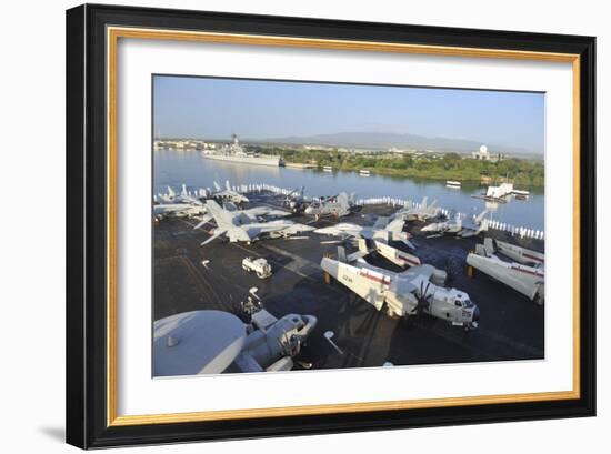 Sailors Render Honors Aboard the Aircraft Carrier USS Nimitz-null-Framed Photographic Print