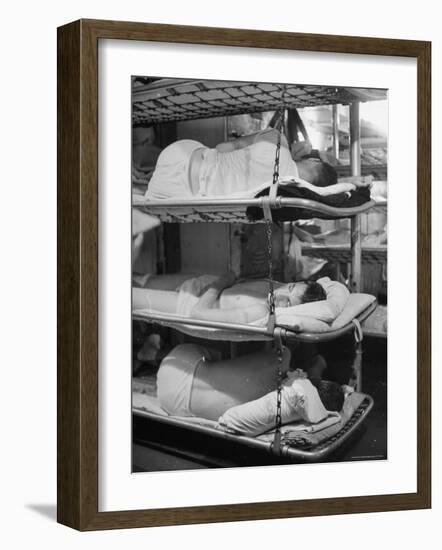 Sailors Sleeping in Their Quarters Aboard a Us Navy Cruiser During WWII-Ralph Morse-Framed Photographic Print