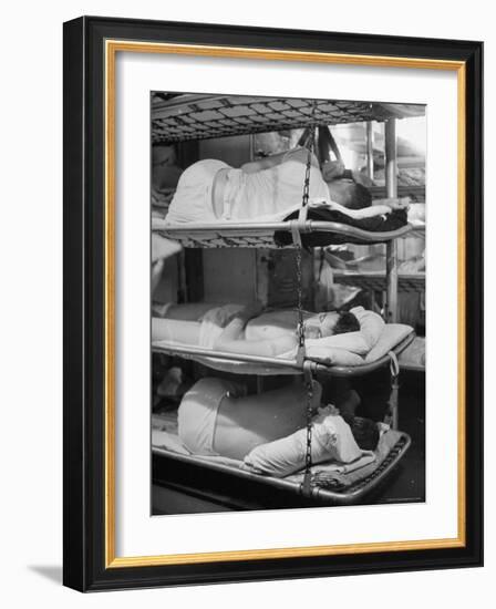 Sailors Sleeping in Their Quarters Aboard a Us Navy Cruiser During WWII-Ralph Morse-Framed Photographic Print