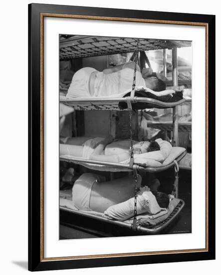 Sailors Sleeping in Their Quarters Aboard a Us Navy Cruiser During WWII-Ralph Morse-Framed Photographic Print