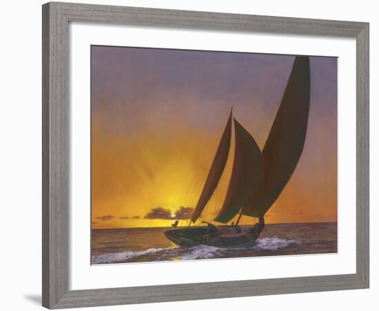 Sails in the Sunset-Diane Romanello-Framed Art Print