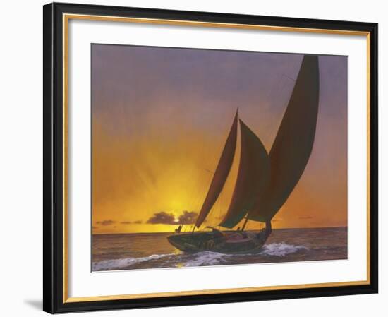 Sails in the Sunset-Diane Romanello-Framed Art Print