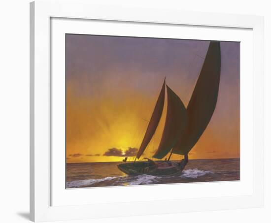Sails in the Sunset-Diane Romanello-Framed Art Print