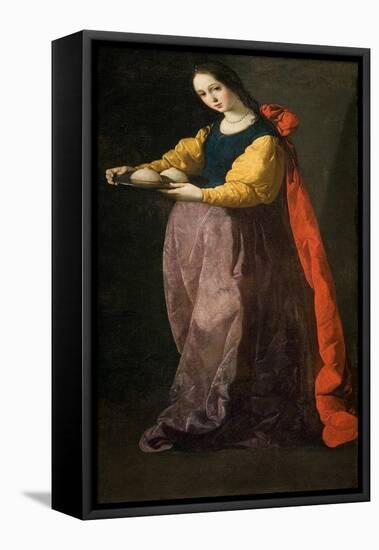 Saint Agatha, Between 1630 and 1635-Francisco de Zurbarán-Framed Premier Image Canvas