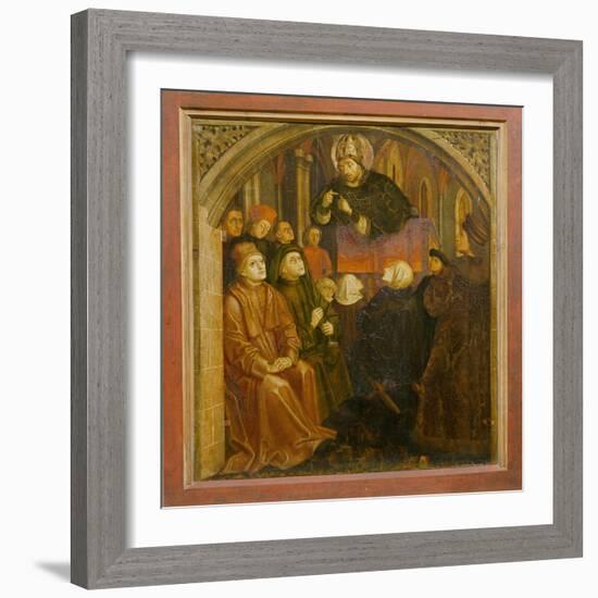 Saint Ambrose Preaching in Milan, Form the 'Altarpiece of Saint Augustine', C.1480 (Oil on Panel)-German-Framed Giclee Print