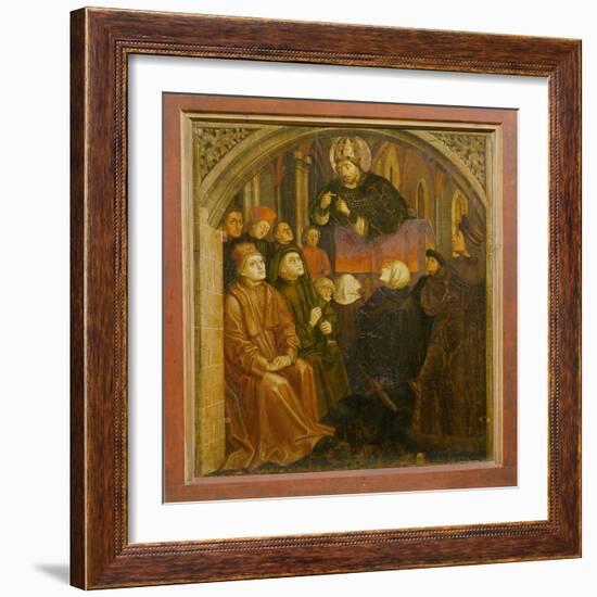 Saint Ambrose Preaching in Milan, Form the 'Altarpiece of Saint Augustine', C.1480 (Oil on Panel)-German-Framed Giclee Print