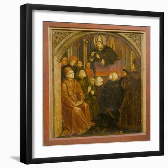Saint Ambrose Preaching in Milan, Form the 'Altarpiece of Saint Augustine', C.1480 (Oil on Panel)-German-Framed Giclee Print