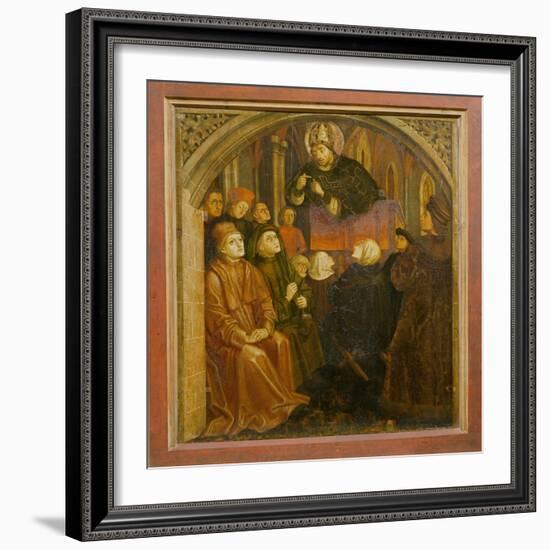 Saint Ambrose Preaching in Milan, Form the 'Altarpiece of Saint Augustine', C.1480 (Oil on Panel)-German-Framed Giclee Print