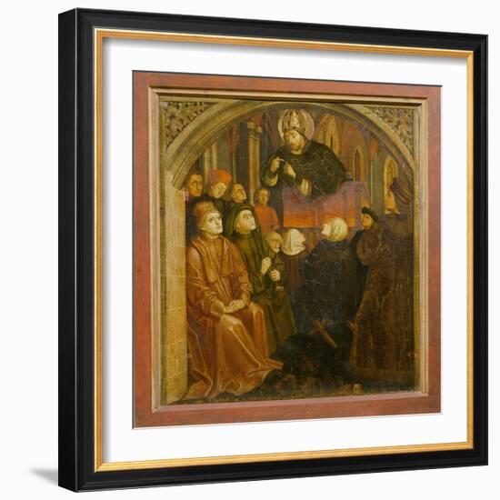 Saint Ambrose Preaching in Milan, Form the 'Altarpiece of Saint Augustine', C.1480 (Oil on Panel)-German-Framed Giclee Print