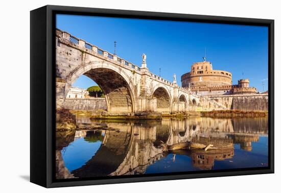 Saint Angel Castle and Bridge over the Tiber River in Rome-sborisov-Framed Premier Image Canvas