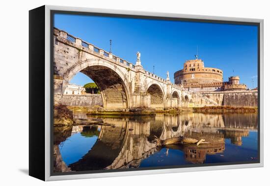 Saint Angel Castle and Bridge over the Tiber River in Rome-sborisov-Framed Premier Image Canvas