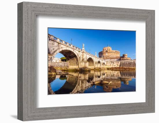 Saint Angel Castle and Bridge over the Tiber River in Rome-sborisov-Framed Photographic Print