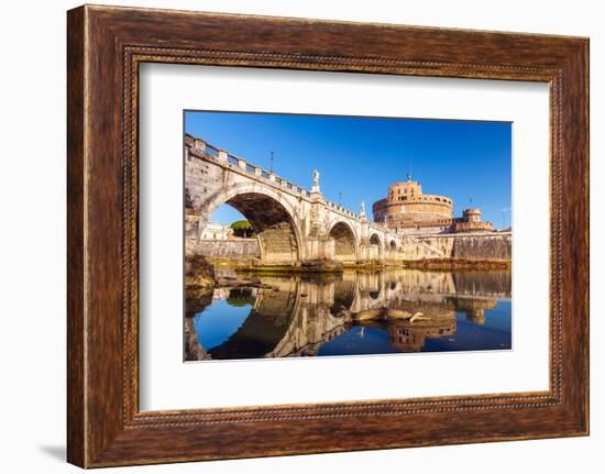 Saint Angel Castle and Bridge over the Tiber River in Rome-sborisov-Framed Photographic Print