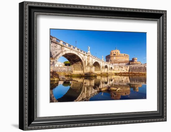 Saint Angel Castle and Bridge over the Tiber River in Rome-sborisov-Framed Photographic Print